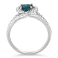 Load image into Gallery viewer, 14K White Gold 1-1/3 Cttw White & Blue Diamond Interweaving Double Halo Cocktail Statement Ring Fancy Blue Color - Size 6