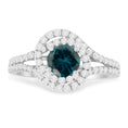 Load image into Gallery viewer, 14K White Gold 1-1/3 Cttw White & Blue Diamond Interweaving Double Halo Cocktail Statement Ring Fancy Blue Color - Size 6