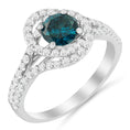 Load image into Gallery viewer, 14K White Gold 1-1/3 Cttw White & Blue Diamond Interweaving Double Halo Cocktail Statement Ring Fancy Blue Color - Size 6