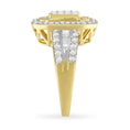 Load image into Gallery viewer, 10K Yellow Gold 1.0 Cttw Diamond Vintage Inspired Baguette-Cut Double Halo Emerald-Shaped Frame Cocktail Ring  Size 6-1/2
