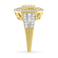 Load image into Gallery viewer, 10K Yellow Gold 1.0 Cttw Diamond Vintage Inspired Baguette-Cut Double Halo Emerald-Shaped Frame Cocktail Ring Size 6-1/2