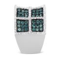 Load image into Gallery viewer, 14K White Gold White and Blue Diamond Cocktail Ring - Size 6