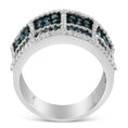 Load image into Gallery viewer, 14K White Gold White and Blue Diamond Cocktail Ring - Size 6