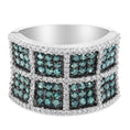 Load image into Gallery viewer, 14K White Gold White and Blue Diamond Cocktail Ring - Size 6