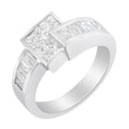 Load image into Gallery viewer, 14K White Gold Princess and Baguette-cut Diamond Ring 1 1/3 Cttw- Size 6-3/4