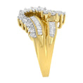 Load image into Gallery viewer, 10K Yellow Gold Round and Baguette Cut Diamond Bypass Ring 1 Cttw,- Size 7