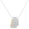 Load image into Gallery viewer, 14K White and Yellow Gold 2.0 Cttw Princess Cut Diamond Two Tone Foldover Box Pendant 18” Box Chain Necklace