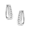Load image into Gallery viewer, 14k White Gold 1/4 Cttw Channel-Set Brilliant Round-Cut Diamond Hoop Earrings