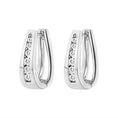 Load image into Gallery viewer, 14k White Gold 1/4 Cttw Channel-Set Brilliant Round-Cut Diamond Hoop Earrings