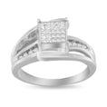 Load image into Gallery viewer, 10K White Gold 1/3 Cttw Invisible Set Princess-cut Diamond Cluster Bypass Ring Size 7