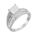 Load image into Gallery viewer, 10K White Gold 1/3 Cttw Invisible Set Princess-cut Diamond Cluster Bypass Ring Size 7