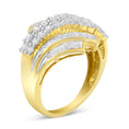 Load image into Gallery viewer, 10K Yellow Gold 1.0 Cttw Round & Baguette Cut Diamond 64 Stone Bypass Style Channel Set Modern Statement Ring - Size 6