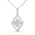 Load image into Gallery viewer, 10k White Gold 1/3 Cttw Round and Princess-Cut Diamond Double Triangle 18" Pendant Necklace