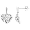 Load image into Gallery viewer, Sterling Silver Heart Diamond Accent Puff Earrings