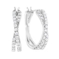 Load image into Gallery viewer, .925 Sterling Silver 3/4 cttw Lab Grown Diamond Cross Hoop Earring
