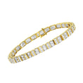Load image into Gallery viewer, 14KT Yellow Gold 4.0 Cttw Baguette & Round Brilliant-Cut Diamond Channel & Prong-Set Tennis Bracelet - 7"