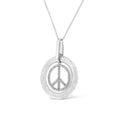 Load image into Gallery viewer, Matte Finish .925 Sterling Silver Diamond Accent Dancing Peace Sign 18" Pendant Necklace
