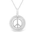 Load image into Gallery viewer, Matte Finish .925 Sterling Silver Diamond Accent Dancing Peace Sign 18" Pendant Necklace