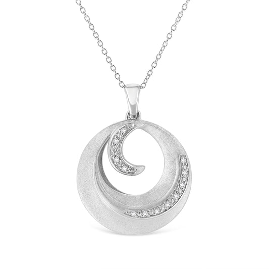 .925 Sterling Silver Pave-Set Diamond Accent Fashion Circle 18" Pendant Necklace
