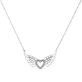Load image into Gallery viewer, .925 Sterling Silver Pave-Set Diamond Accent Fairy Wing 18" Heart Pendant Necklace