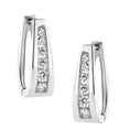 Load image into Gallery viewer, 14k White Gold 1/2 Cttw Channel Set Round Brilliant Diamond Huggy Hoop Earrings