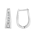Load image into Gallery viewer, 14k White Gold 1/2 Cttw Channel Set Round Brilliant Diamond Huggy Hoop Earrings