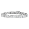 Load image into Gallery viewer, 10K White Gold Round and Baguette Cut Diamond Bracelet 2.00 cttw