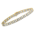Load image into Gallery viewer, 10K Yellow Gold 4.0 Cttw Alternating Baguette & Round Cut Diamond Bezel- & Prong-Set 7" Tennis Bracelet