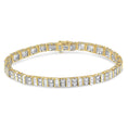Load image into Gallery viewer, 10K Yellow Gold 4.0 Cttw Alternating Baguette & Round Cut Diamond Bezel- & Prong-Set 7" Tennis Bracelet