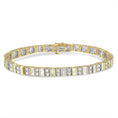 Load image into Gallery viewer, 10K Yellow Gold 4.0 Cttw Alternating Baguette & Round Cut Diamond Bezel- & Prong-Set 7" Tennis Bracelet