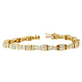Load image into Gallery viewer, 14K Yellow Gold Princess and Baguette Cut Diamond Bow Bracelet 5 3/4 cttw