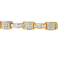 Load image into Gallery viewer, 14K Yellow Gold Princess and Baguette-Cut Diamond Box-Link Bracelet 10.75 cttw