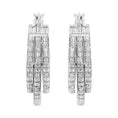 Load image into Gallery viewer, .925 Sterling Silver 1/4 Cttw Diamond and Alternating Beaded Triple Hoop Earring
