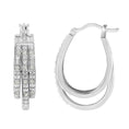 Load image into Gallery viewer, .925 Sterling Silver 1/4 Cttw Diamond and Alternating Beaded Triple Hoop Earring
