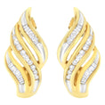 Load image into Gallery viewer, 10K Yellow Gold 1/2ct TW Diamond Spiral Drop and Dangle Earrings