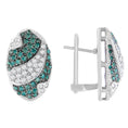 Load image into Gallery viewer, 14K White Gold 2 cttw White and Blue Diamond Earrings