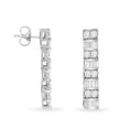 Load image into Gallery viewer, 14K White Gold 1 1/3 cttw Round And Baguette Cut Diamond Earrings