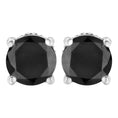 Load image into Gallery viewer, 14K White Gold 2.00 Cttw Round Brilliant-Cut Black Diamond Classic 4-Prong Stud Earrings with Screw Backs