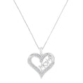 Load image into Gallery viewer, .925 Sterling Silver 1/4 cttw Diamond Engraved "Mom" in Heart Pendant Necklace