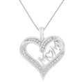 Load image into Gallery viewer, .925 Sterling Silver 1/4 cttw Diamond Engraved "Mom" in Heart Pendant Necklace