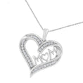 Load image into Gallery viewer, .925 Sterling Silver 1/4 cttw Diamond Engraved "Mom" in Heart Pendant Necklace
