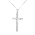 Load image into Gallery viewer, .925 Sterling Silver 2 cttw Classic Prong Set Round-Cut Diamond Cross 18" Pendant Necklace