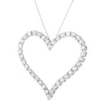 Load image into Gallery viewer, .925 Sterling Silver 3.0 cttw Round-Cut Diamond Open Heart Pendant Necklace - 18"
