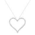 Load image into Gallery viewer, .925 Sterling Silver 3.0 cttw Round-Cut Diamond Open Heart Pendant Necklace - 18"
