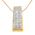 Load image into Gallery viewer, 14K Yellow Gold Princess-Cut Diamond Pillar Pendant Necklace 1 5/8 cttw,