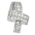 Load image into Gallery viewer, 14K White Gold 2 cttw Princess and Baguette Cut Diamond Ribbon Pendant Necklace