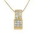 Load image into Gallery viewer, 14K Yellow Gold 1 1/4 cttw Princess and Baguette Cut Geometric Inspired Diamond Pendant Necklace