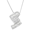 Load image into Gallery viewer, 14K White Gold 1 2/5 cttw Princess and Baguette Cut Diamond Zig Zag Pendant Necklace
