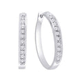 Load image into Gallery viewer, 10K White Gold 1/4 Ct.Wt. Diamond Hoop Earrings