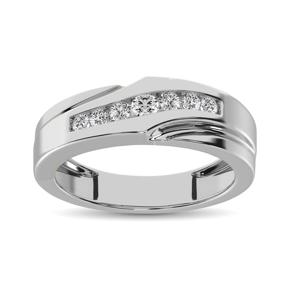 10K White Gold 1/4 Ct.Tw. Diamond Mens Band